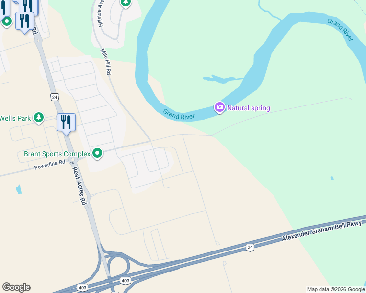 map of restaurants, bars, coffee shops, grocery stores, and more near 273 Pottruff Road in Brant