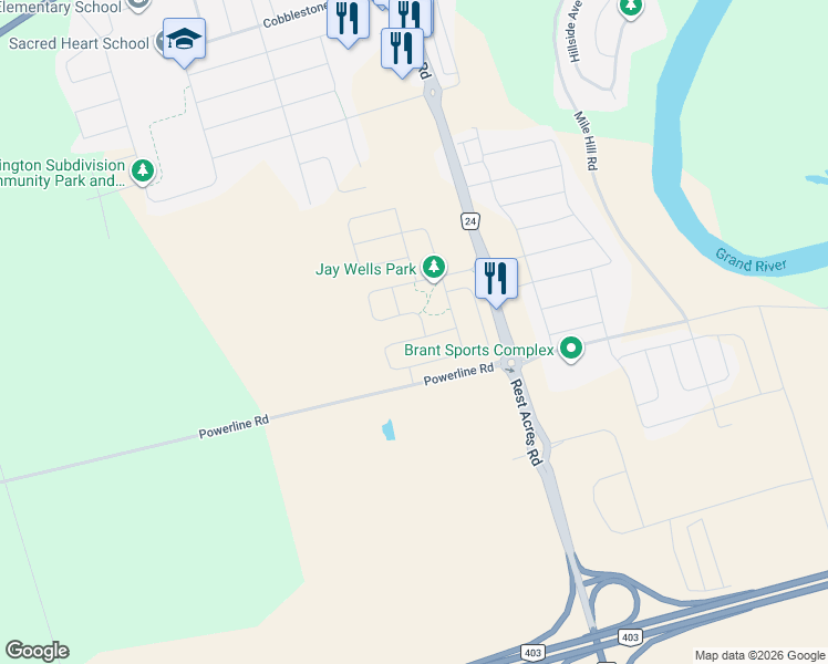 map of restaurants, bars, coffee shops, grocery stores, and more near 16 Flagg Avenue in Brant