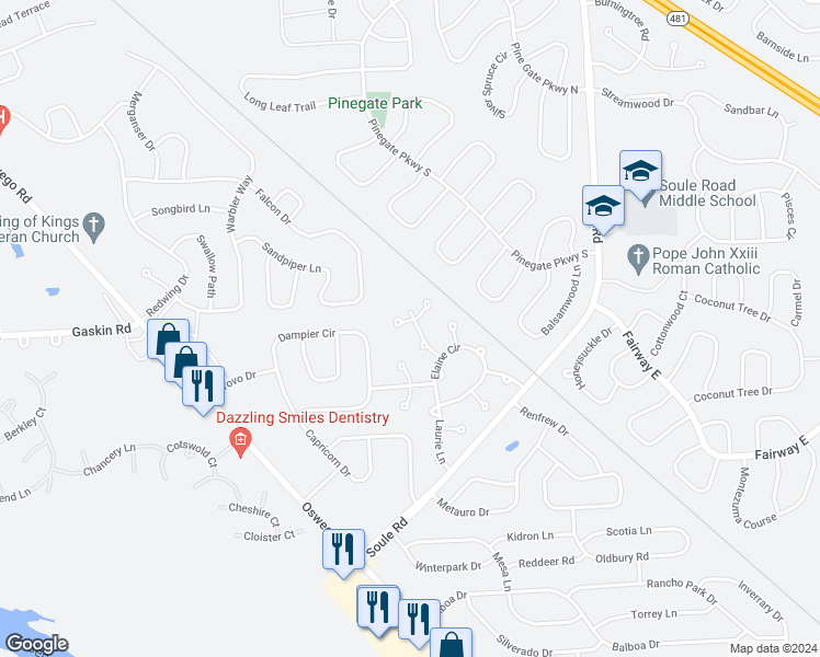 map of restaurants, bars, coffee shops, grocery stores, and more near 4038 Hemlock Circle in Liverpool