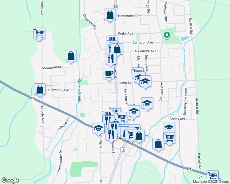 map of restaurants, bars, coffee shops, grocery stores, and more near 5030 Chestnut Court in Lincoln