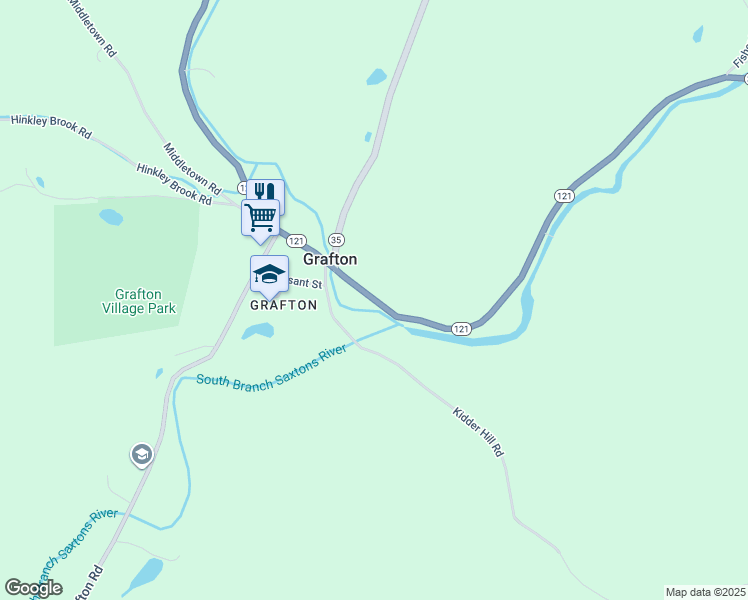 map of restaurants, bars, coffee shops, grocery stores, and more near Main Street in Grafton