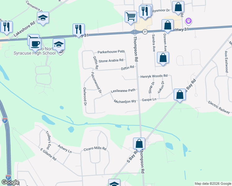 map of restaurants, bars, coffee shops, grocery stores, and more near 6163 Michaeljon Way in Cicero