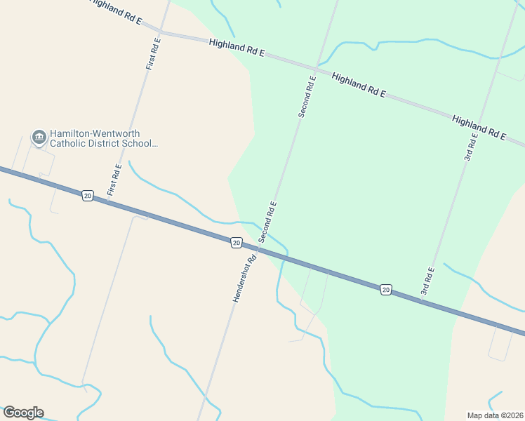 map of restaurants, bars, coffee shops, grocery stores, and more near 16 Second Road East in Hamilton