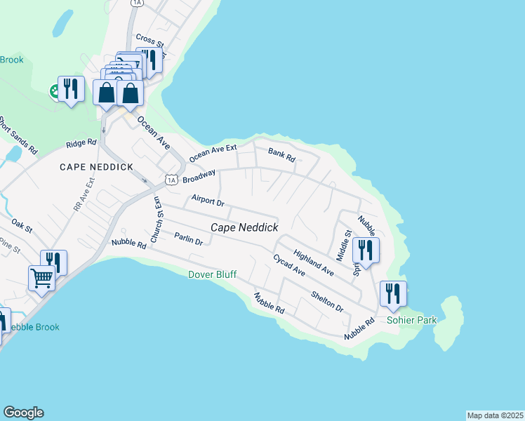 map of restaurants, bars, coffee shops, grocery stores, and more near 72 Airport Drive in York