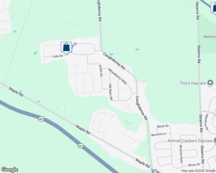 map of restaurants, bars, coffee shops, grocery stores, and more near 5119 Old Barn Road in Clay