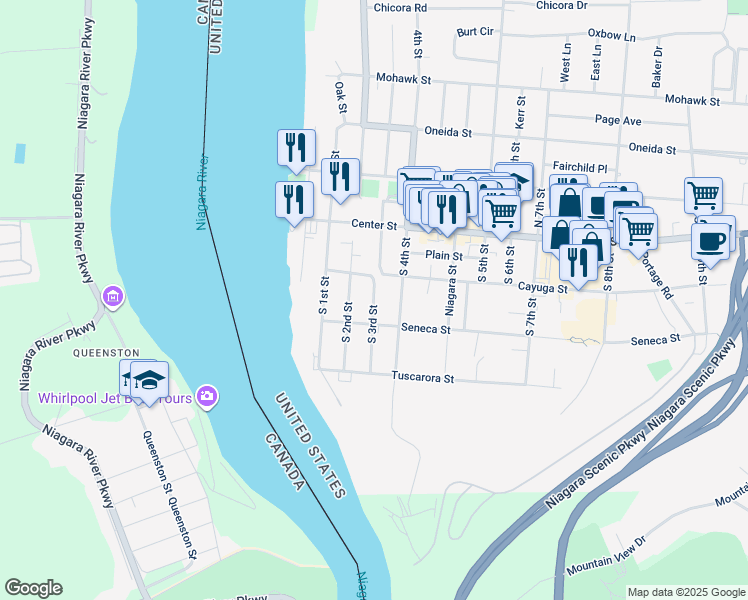 map of restaurants, bars, coffee shops, grocery stores, and more near 250 South 3rd Street in Lewiston
