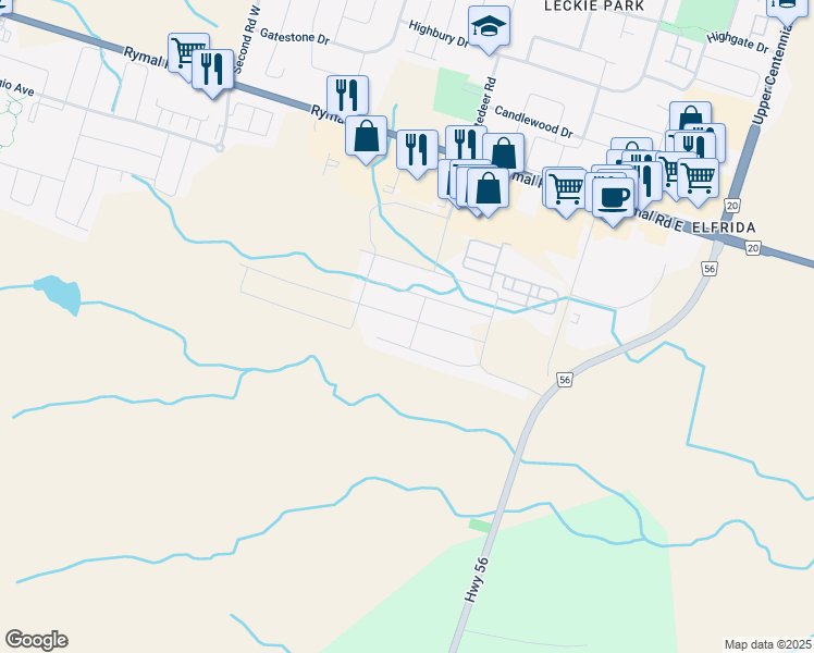 map of restaurants, bars, coffee shops, grocery stores, and more near 93 Cittadella Boulevard in Hamilton