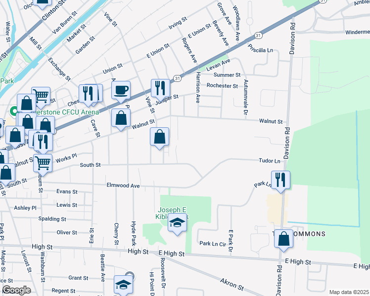 map of restaurants, bars, coffee shops, grocery stores, and more near 478 South Street in Lockport