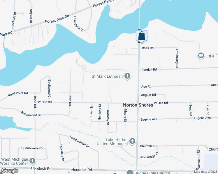 map of restaurants, bars, coffee shops, grocery stores, and more near 4505 Deer Creek Drive in Muskegon