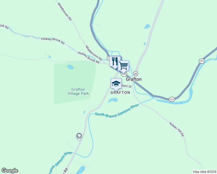 map of restaurants, bars, coffee shops, grocery stores, and more near 128 Townshend Road in Grafton