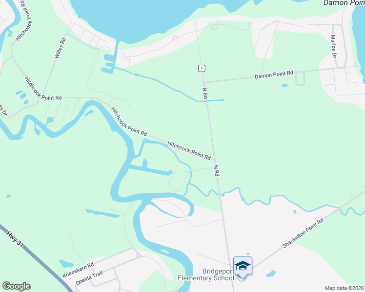 map of restaurants, bars, coffee shops, grocery stores, and more near 9300-9398 Hitchcock Point Road in Bridgeport