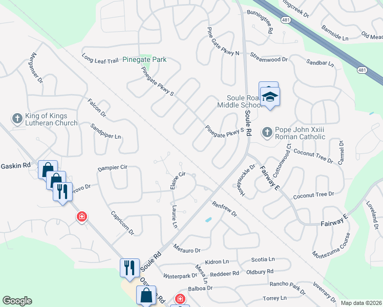 map of restaurants, bars, coffee shops, grocery stores, and more near 8321 White Cedar Circle in Liverpool