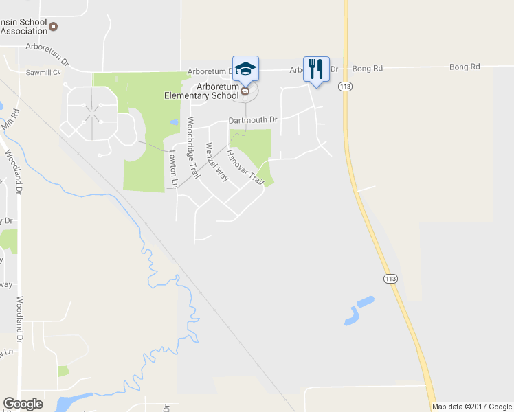 map of restaurants, bars, coffee shops, grocery stores, and more near 1252 Hanover Trail in Waunakee