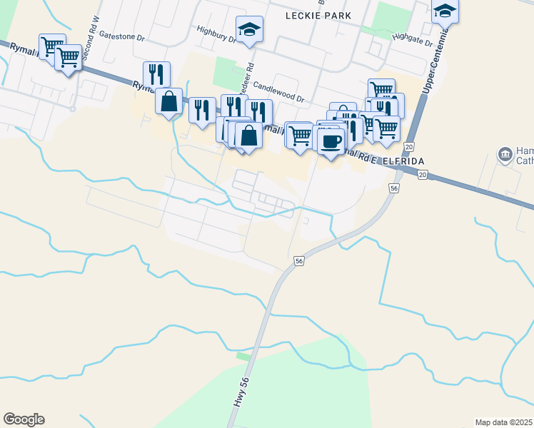 map of restaurants, bars, coffee shops, grocery stores, and more near 10 Bethune Avenue in Hamilton