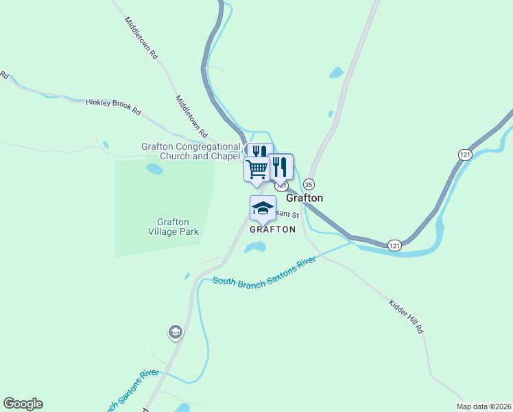 map of restaurants, bars, coffee shops, grocery stores, and more near 29 Pleasant Street in Grafton