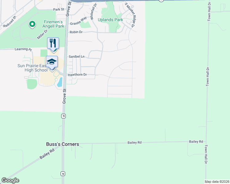 map of restaurants, bars, coffee shops, grocery stores, and more near 815 Tamarack Lane in Sun Prairie