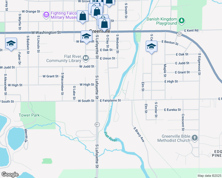 map of restaurants, bars, coffee shops, grocery stores, and more near 910 South Clay Street in Greenville