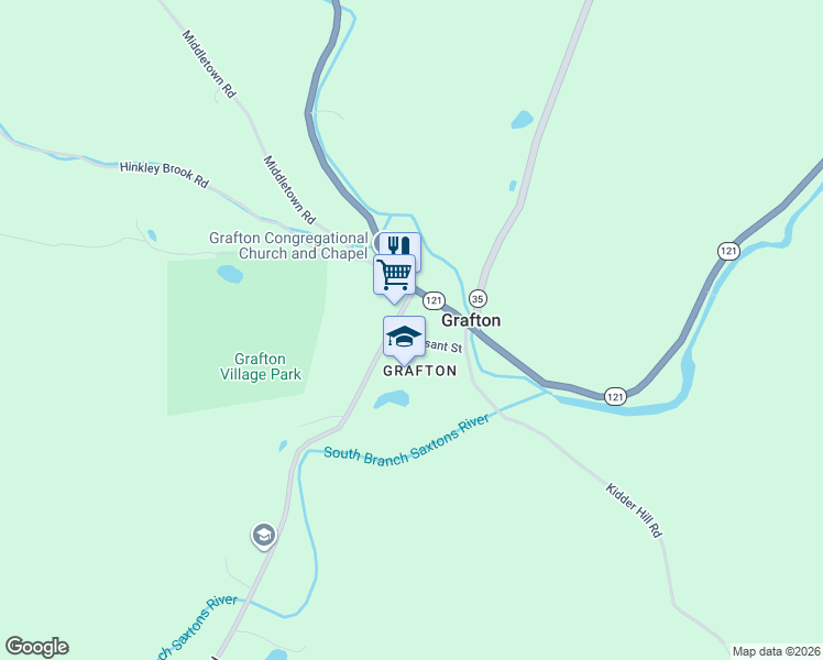 map of restaurants, bars, coffee shops, grocery stores, and more near 29 Pleasant St in Grafton