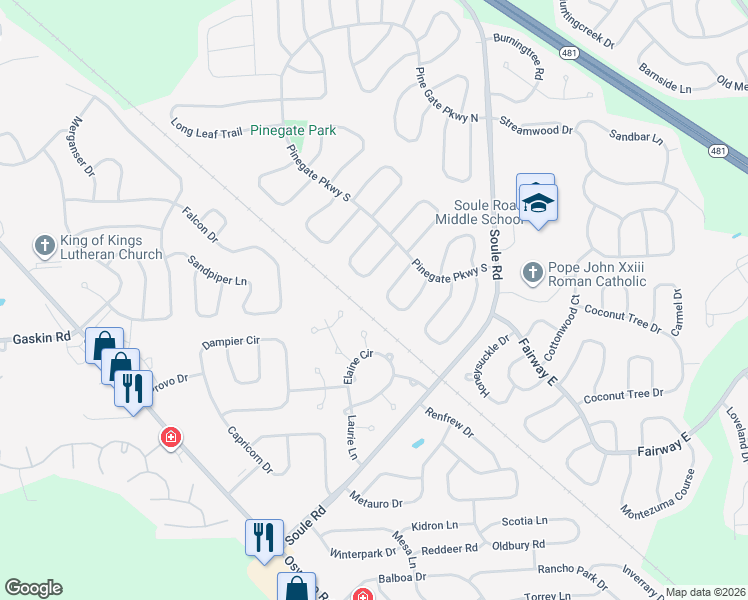 map of restaurants, bars, coffee shops, grocery stores, and more near 8321 White Cedar Cir in Liverpool