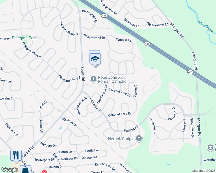 map of restaurants, bars, coffee shops, grocery stores, and more near 8264 Cottonwood Ct in Liverpool