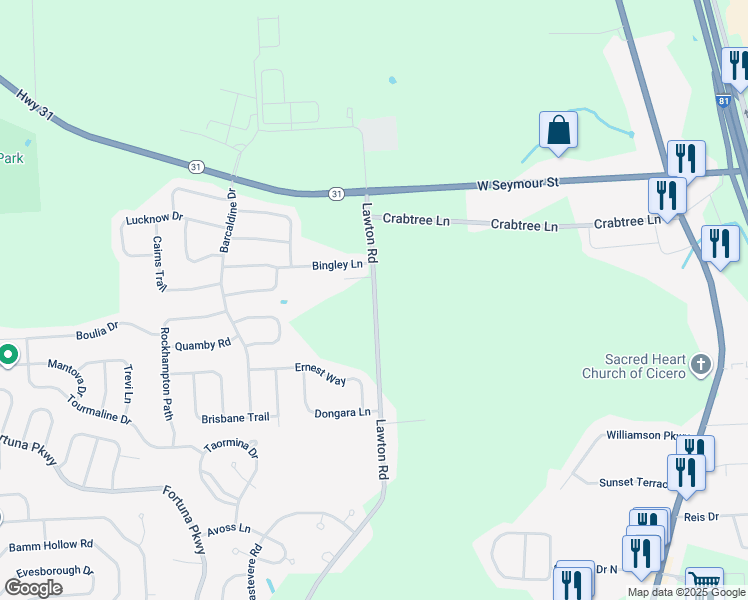 map of restaurants, bars, coffee shops, grocery stores, and more near 8271 Lawton Road in Clay