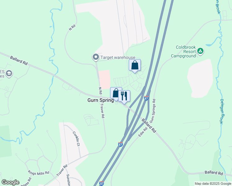 map of restaurants, bars, coffee shops, grocery stores, and more near Gordan Ln in Gansevoort