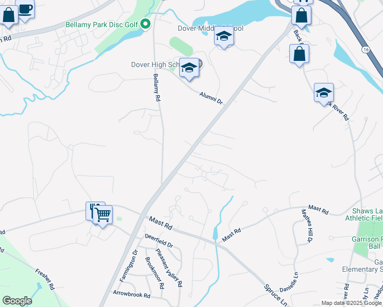map of restaurants, bars, coffee shops, grocery stores, and more near 1 Dunns Bridge Lane in Dover