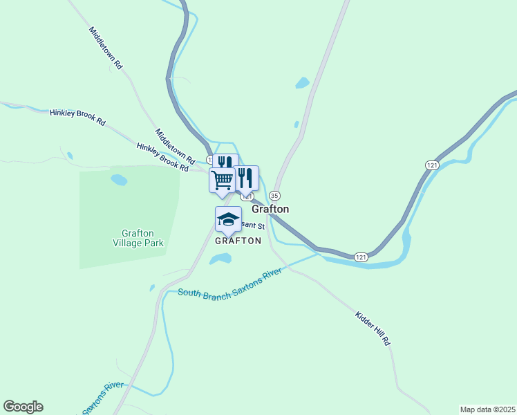 map of restaurants, bars, coffee shops, grocery stores, and more near 204 Main Street in Chester