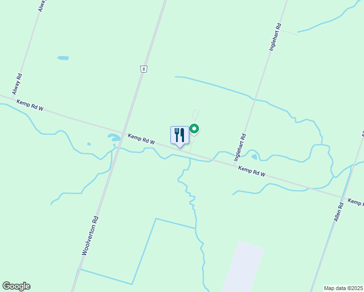 map of restaurants, bars, coffee shops, grocery stores, and more near 350 Kemp Road West in Grimsby