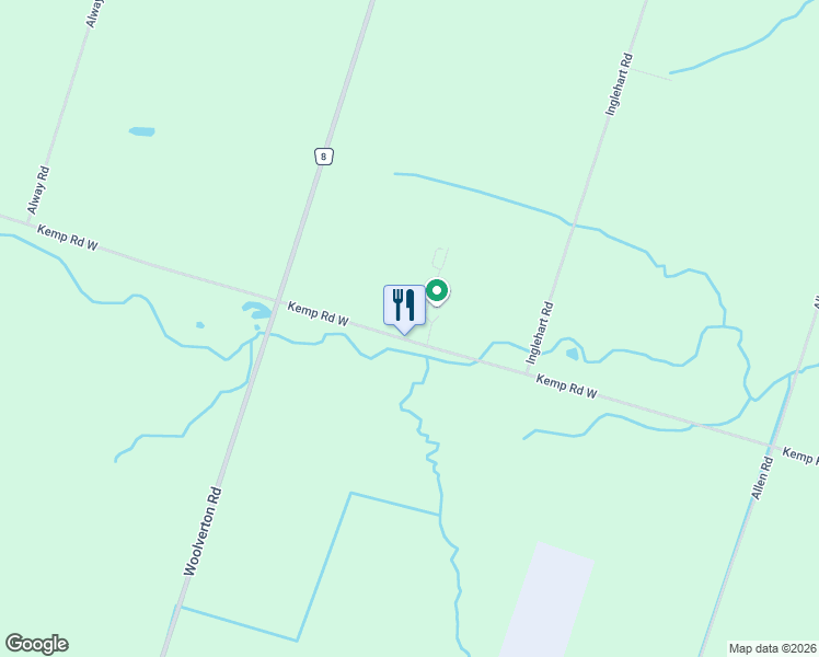 map of restaurants, bars, coffee shops, grocery stores, and more near 350 Kemp Road West in Grimsby