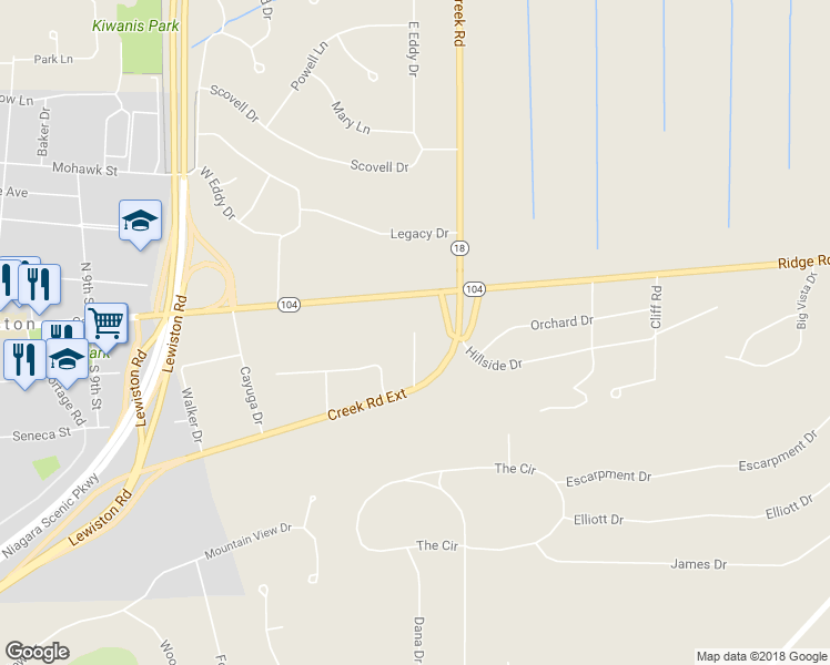map of restaurants, bars, coffee shops, grocery stores, and more near 4801 Ridgeview Avenue in Lewiston