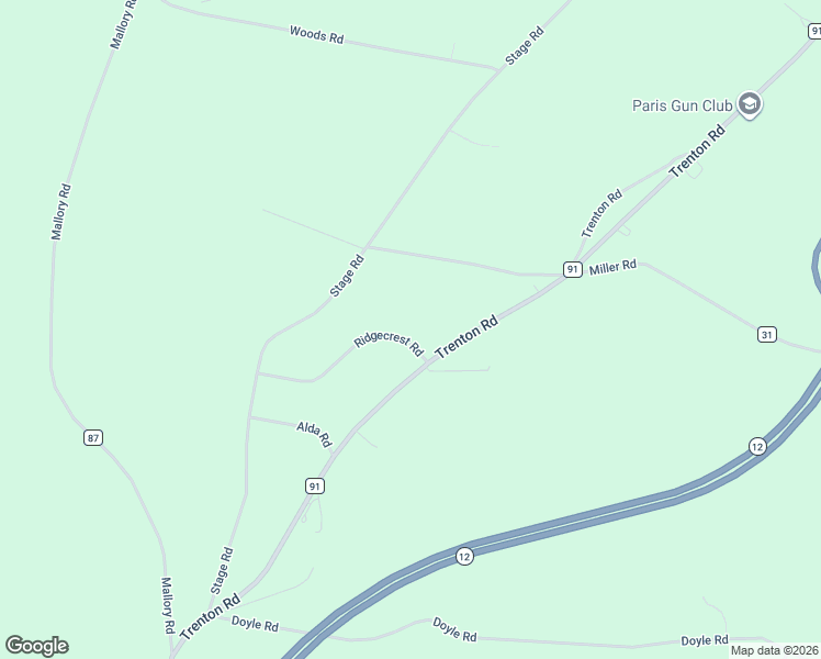 map of restaurants, bars, coffee shops, grocery stores, and more near 10363 Ridgecrest Road in Utica