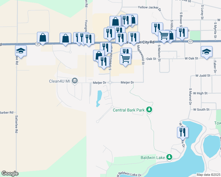 map of restaurants, bars, coffee shops, grocery stores, and more near 820 South Greenville West Drive in Greenville