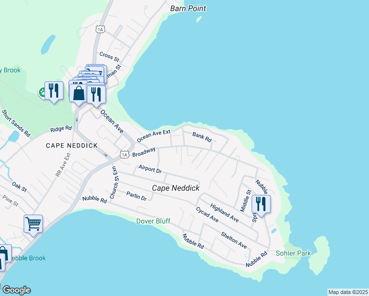 map of restaurants, bars, coffee shops, grocery stores, and more near 12 Bank Road in York