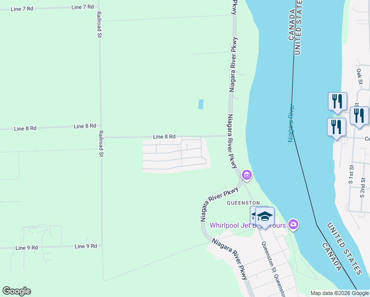 map of restaurants, bars, coffee shops, grocery stores, and more near 1501 Line 8 Road in Niagara-on-the-Lake