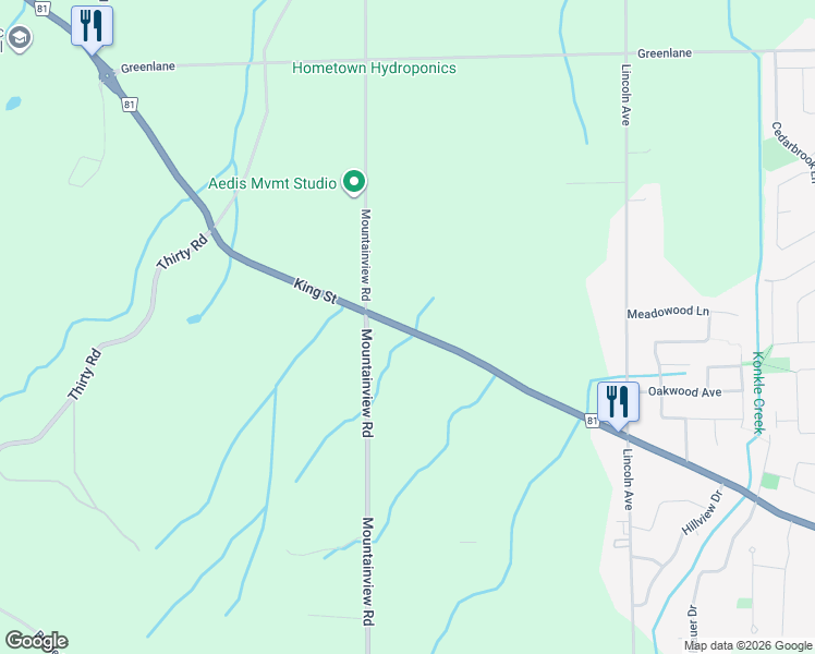 map of restaurants, bars, coffee shops, grocery stores, and more near 5367 King Street in Lincoln