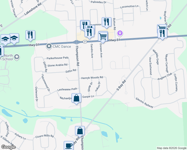 map of restaurants, bars, coffee shops, grocery stores, and more near 6228 Louwayne Place in Cicero