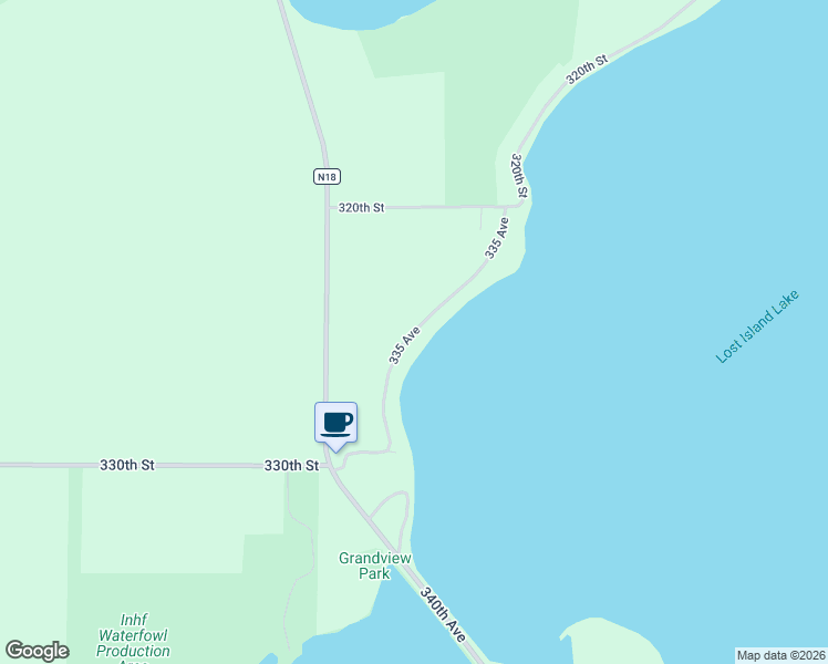 map of restaurants, bars, coffee shops, grocery stores, and more near 3252 335 Avenue in Ruthven