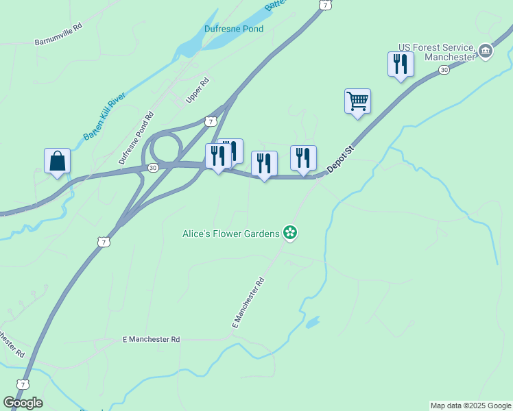 map of restaurants, bars, coffee shops, grocery stores, and more near 90 Jennifer Lane in Bennington County