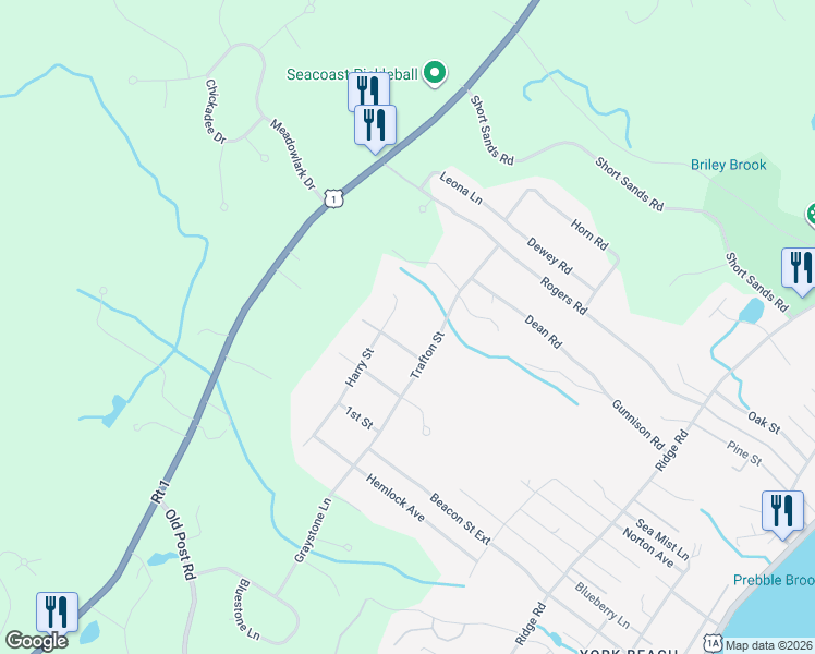 map of restaurants, bars, coffee shops, grocery stores, and more near 5 McKenna Lane in York
