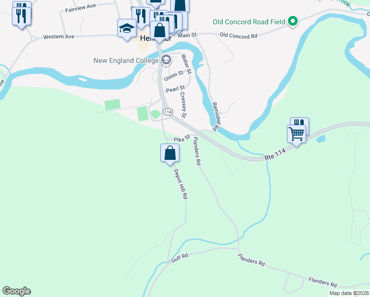 map of restaurants, bars, coffee shops, grocery stores, and more near in Henniker