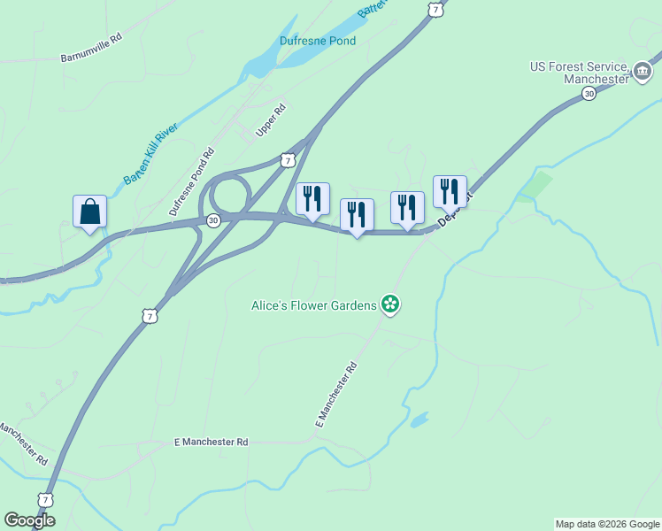 map of restaurants, bars, coffee shops, grocery stores, and more near 90 Jennifer Lane in Bennington County