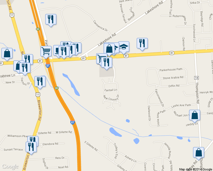 map of restaurants, bars, coffee shops, grocery stores, and more near 8822 New Country Drive in Cicero