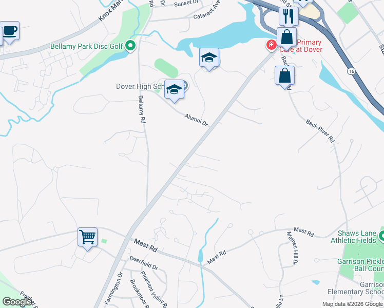 map of restaurants, bars, coffee shops, grocery stores, and more near 3 Hemlock Forest in Dover