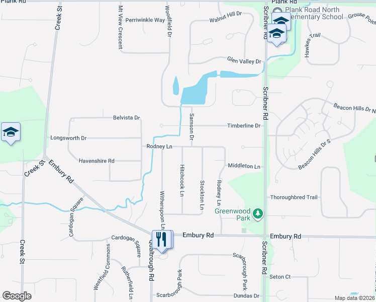 map of restaurants, bars, coffee shops, grocery stores, and more near 73 Rodney Lane in Rochester