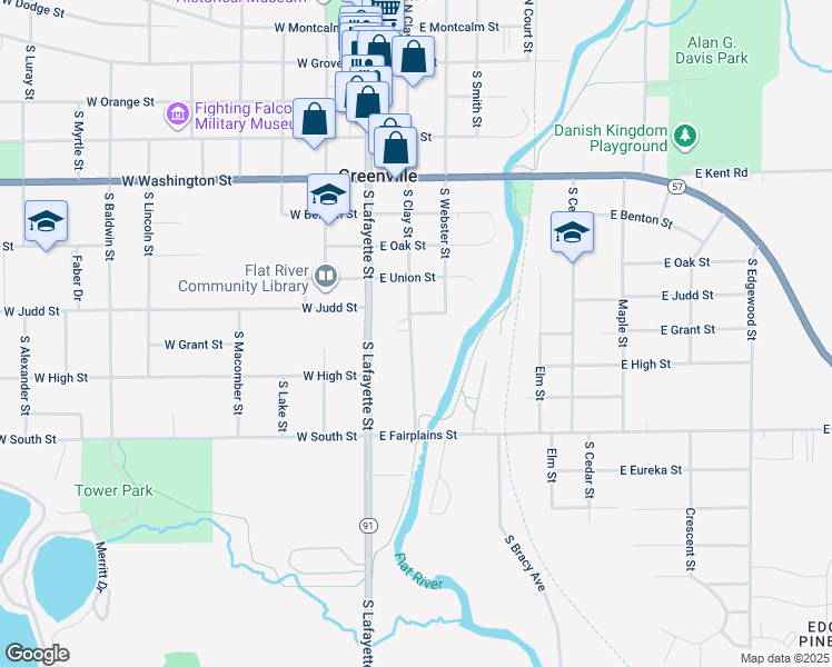 map of restaurants, bars, coffee shops, grocery stores, and more near 806 South Clay Street in Greenville