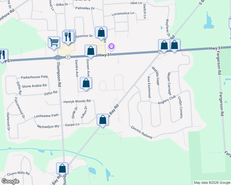 map of restaurants, bars, coffee shops, grocery stores, and more near 6298 Lana Lane in Cicero