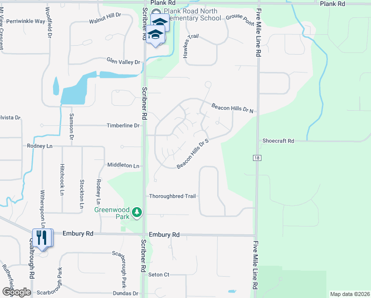 map of restaurants, bars, coffee shops, grocery stores, and more near 33 Rockhurst Drive in Penfield