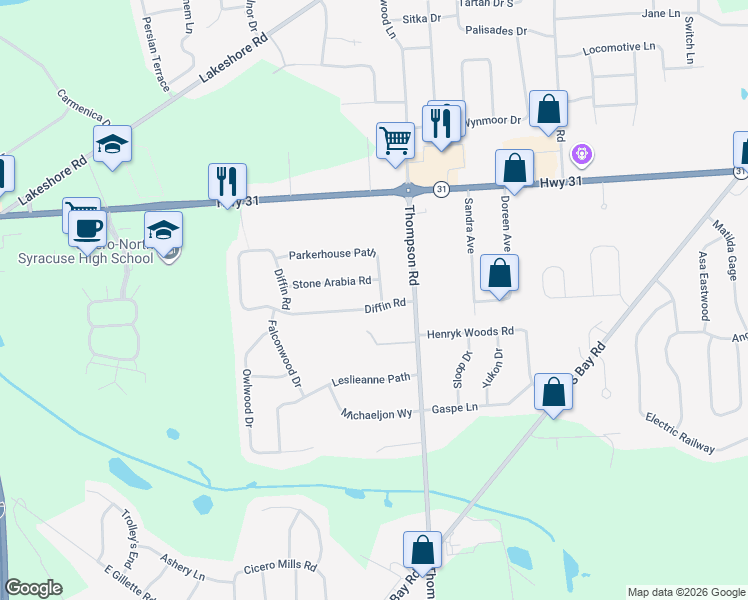 map of restaurants, bars, coffee shops, grocery stores, and more near 8301 Parkerhouse Path in Cicero