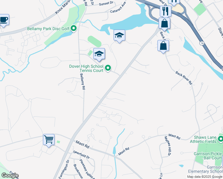 map of restaurants, bars, coffee shops, grocery stores, and more near 3 Hemlock Forest in Dover